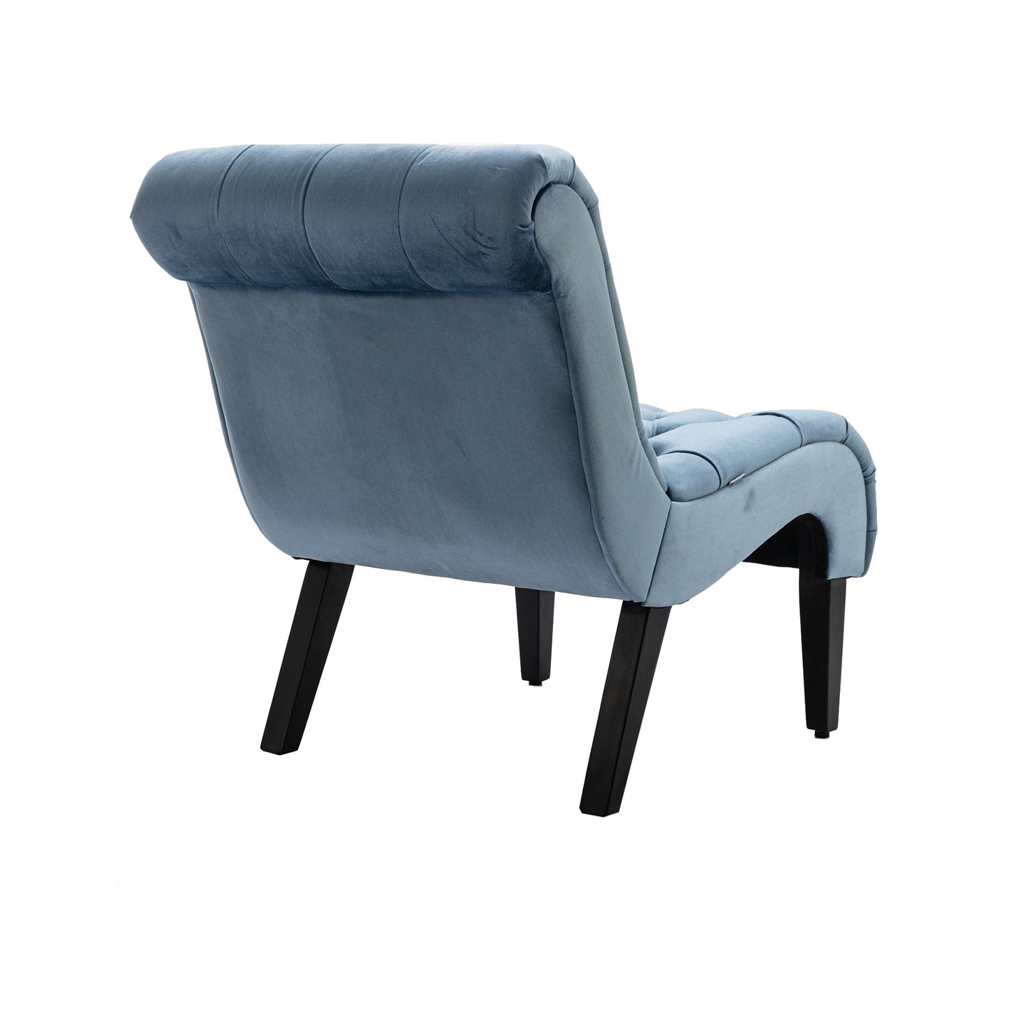 COOLMORE Modern Velvet Armless Accent Living Room Chair / Leisure Chair,Upholstered Fabric Button Comfortable Chair with Wooden Legs for Bedroom, Living Room, Office (Light Blue Velvet)