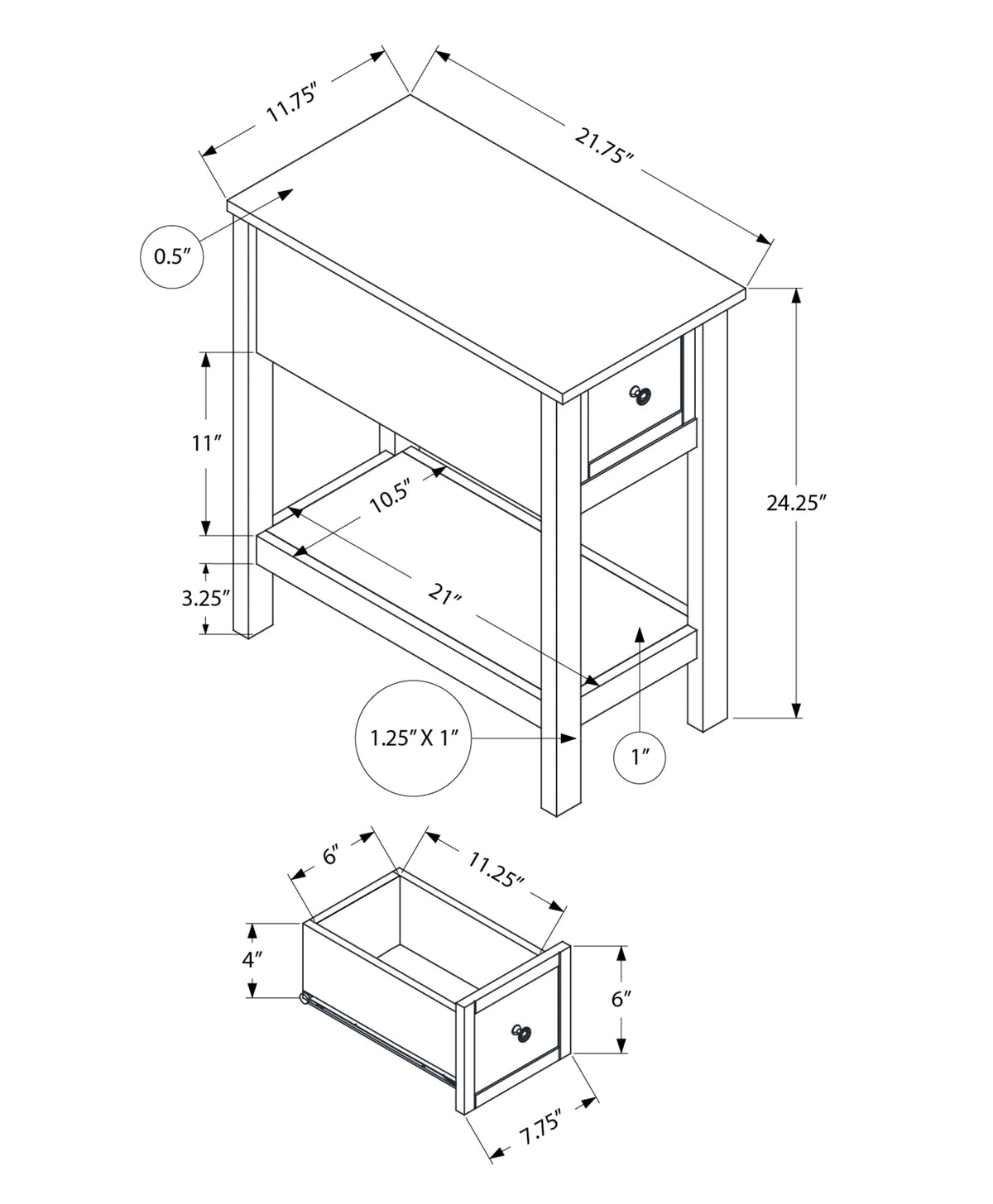 2 Tier Narrow Accent Table