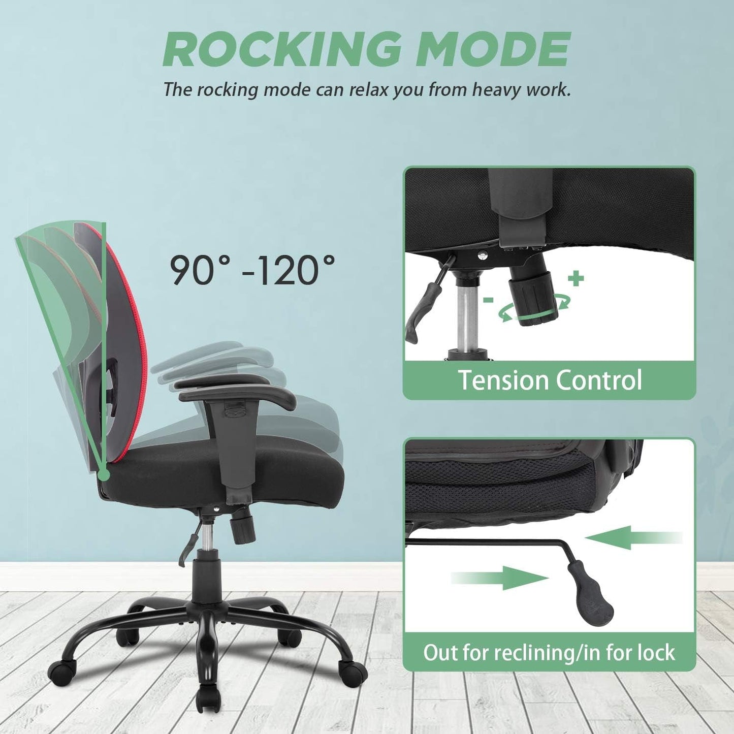 Big and Tall Office Chair With Lumbar Support For Desk