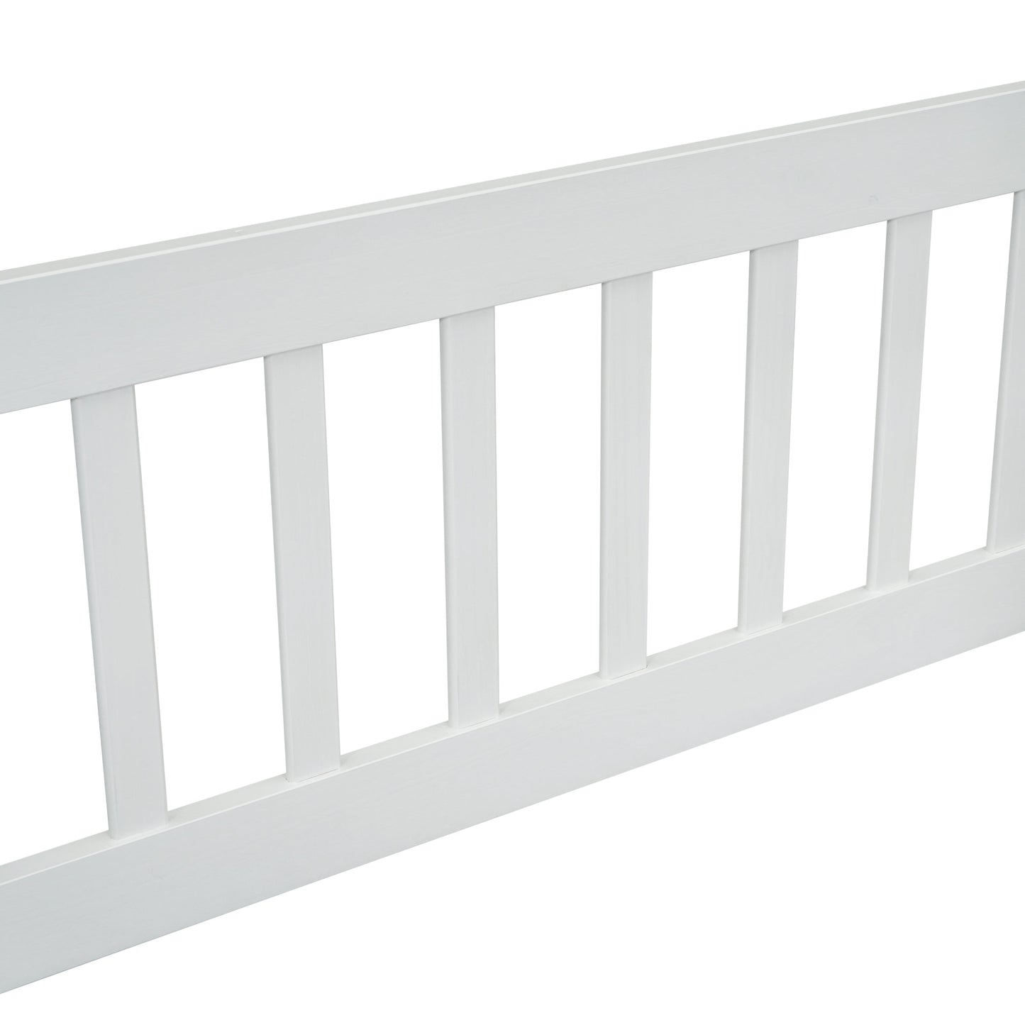 Full Wood House-Shaped Floor Bed with Fence, Guardrails