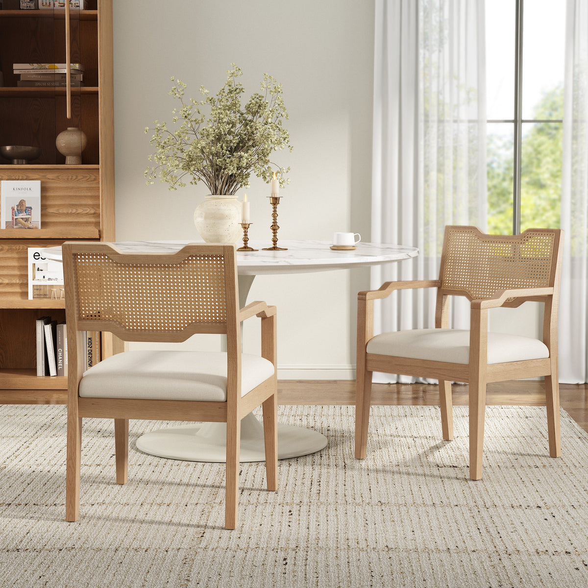 Farmhouse Dining Chairs Set of 2, Upholstered Kitchen Chairs