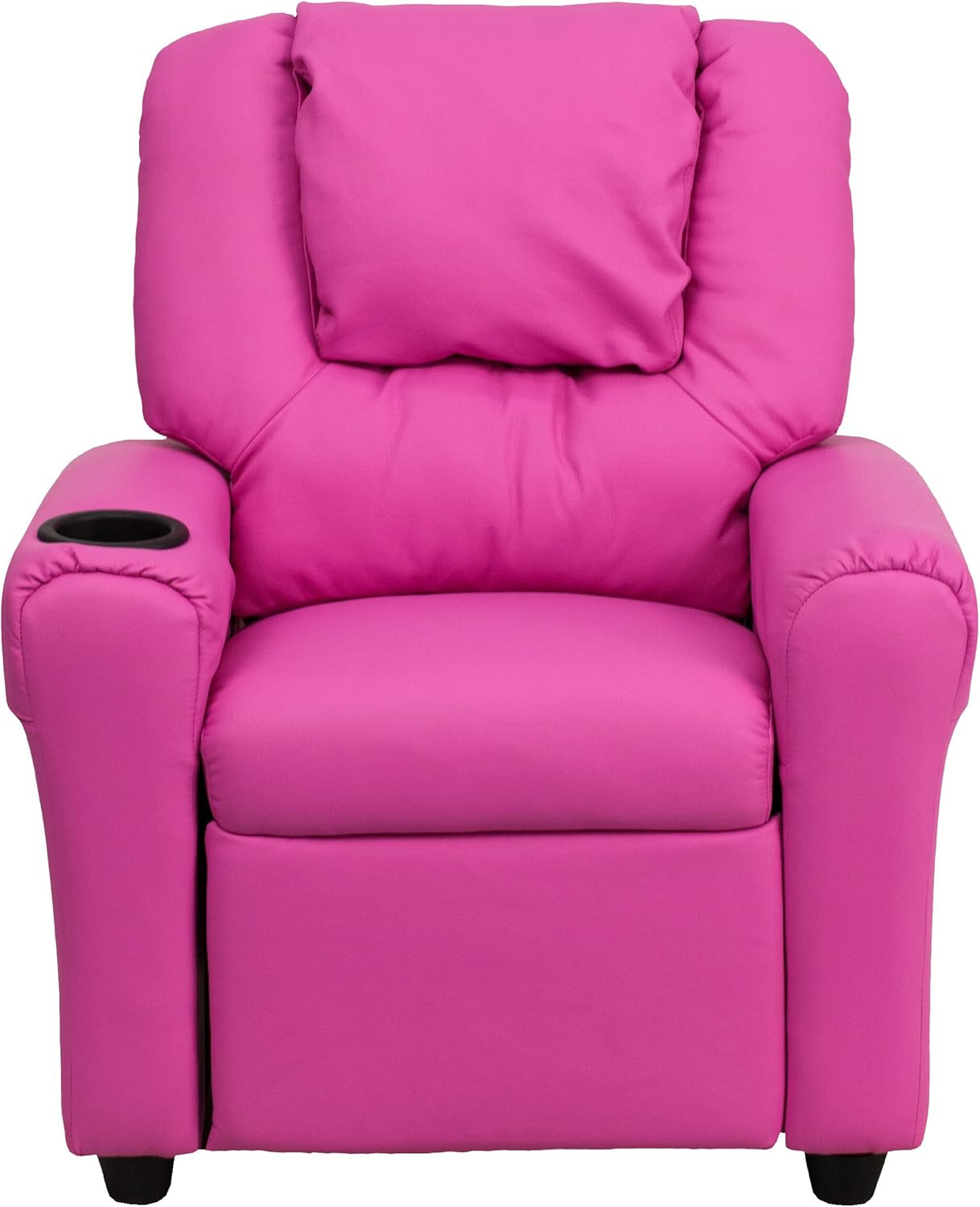 Hot Pink Kids Recliner With Cup Holder Compact Design