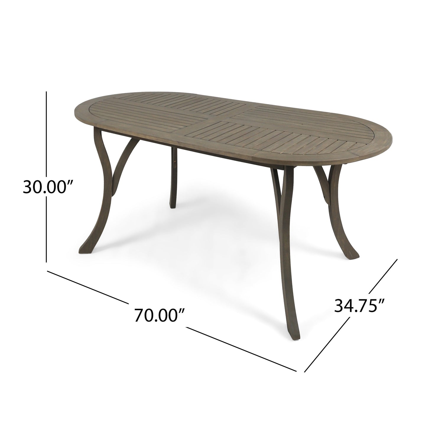 Acacia Wood 70' Dining Table - Stylish Gray Outdoor Table