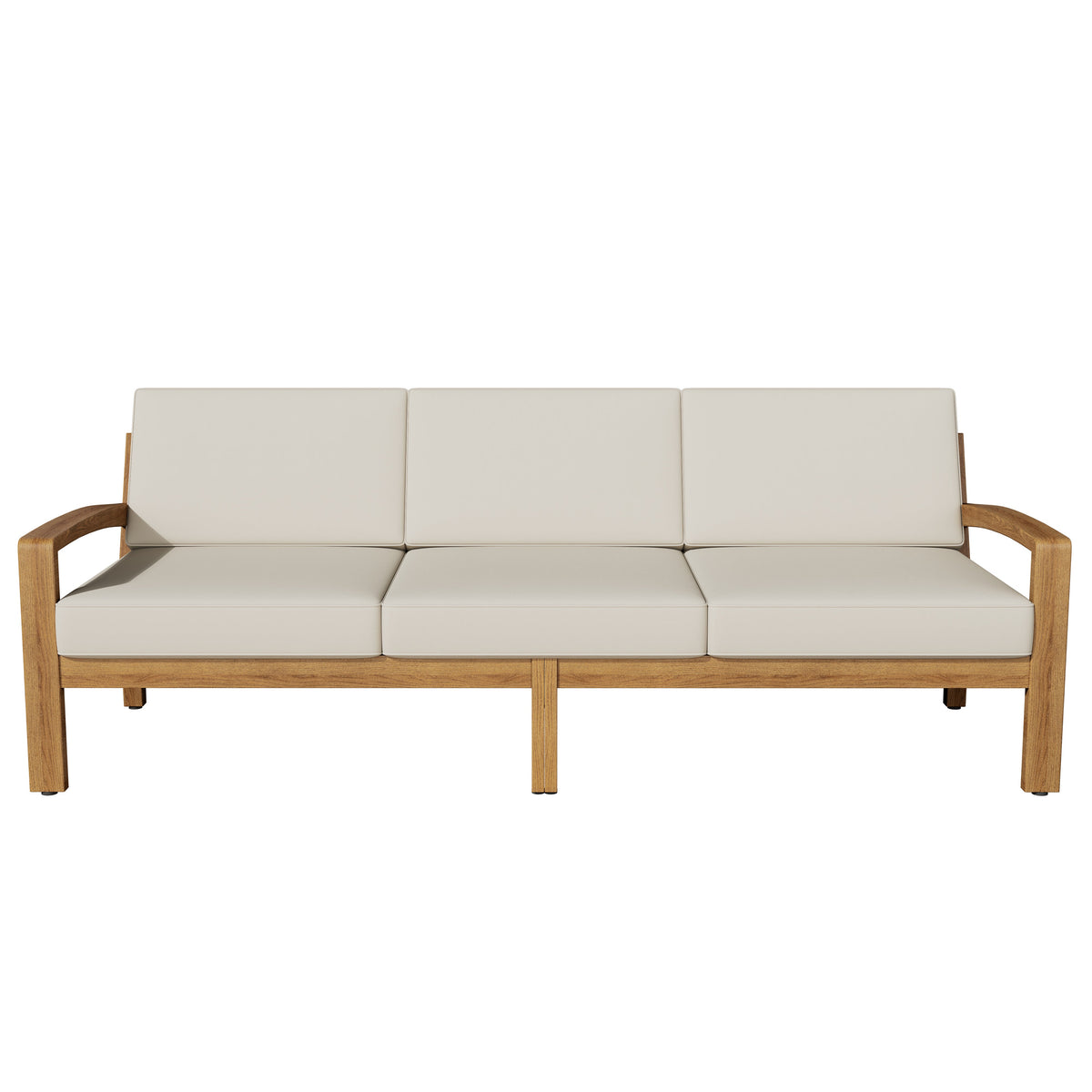 Outdoor L Shape 3-Piece Acacia Wood Patio Sofa Set