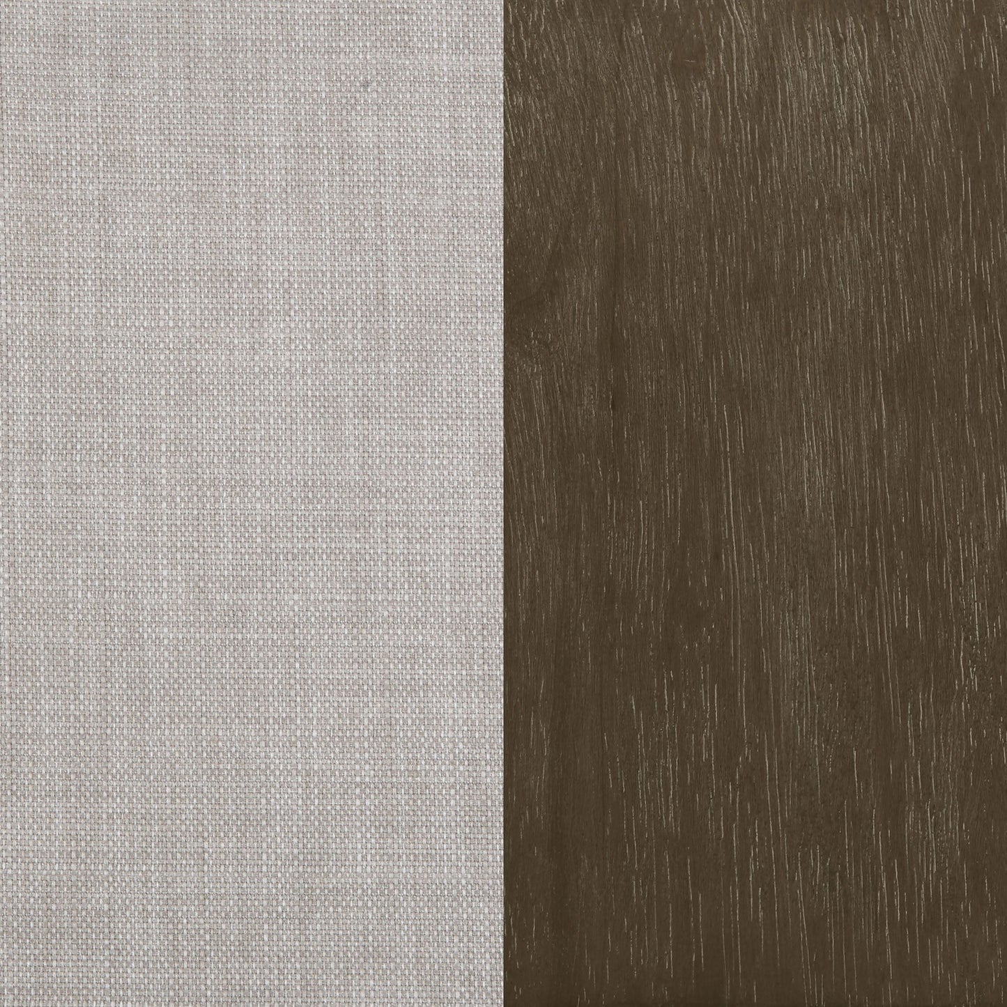 Beige and Natural Removable Back Accent Chair with Faux Linen Fabric and Wood Frame