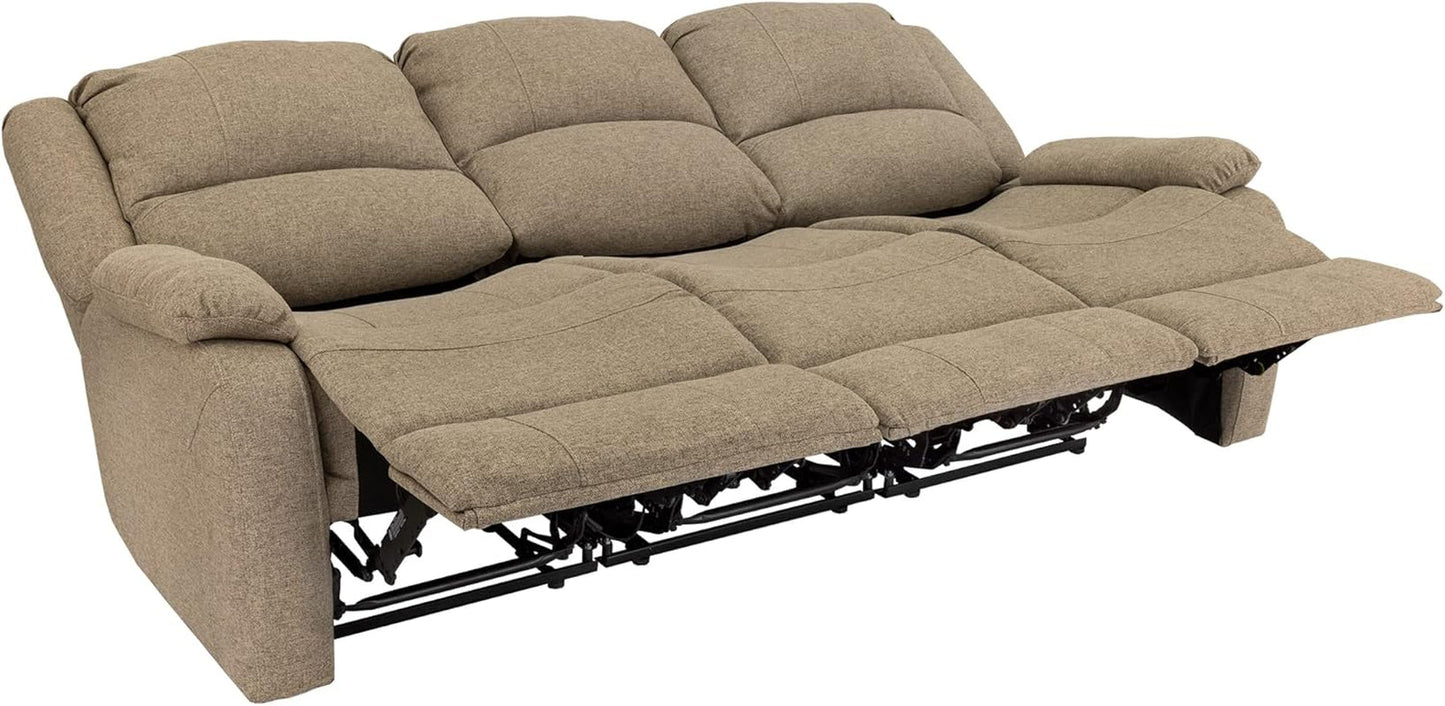 Charles 80In Triple Recliner RV Sofa Oatmeal Zero Wall