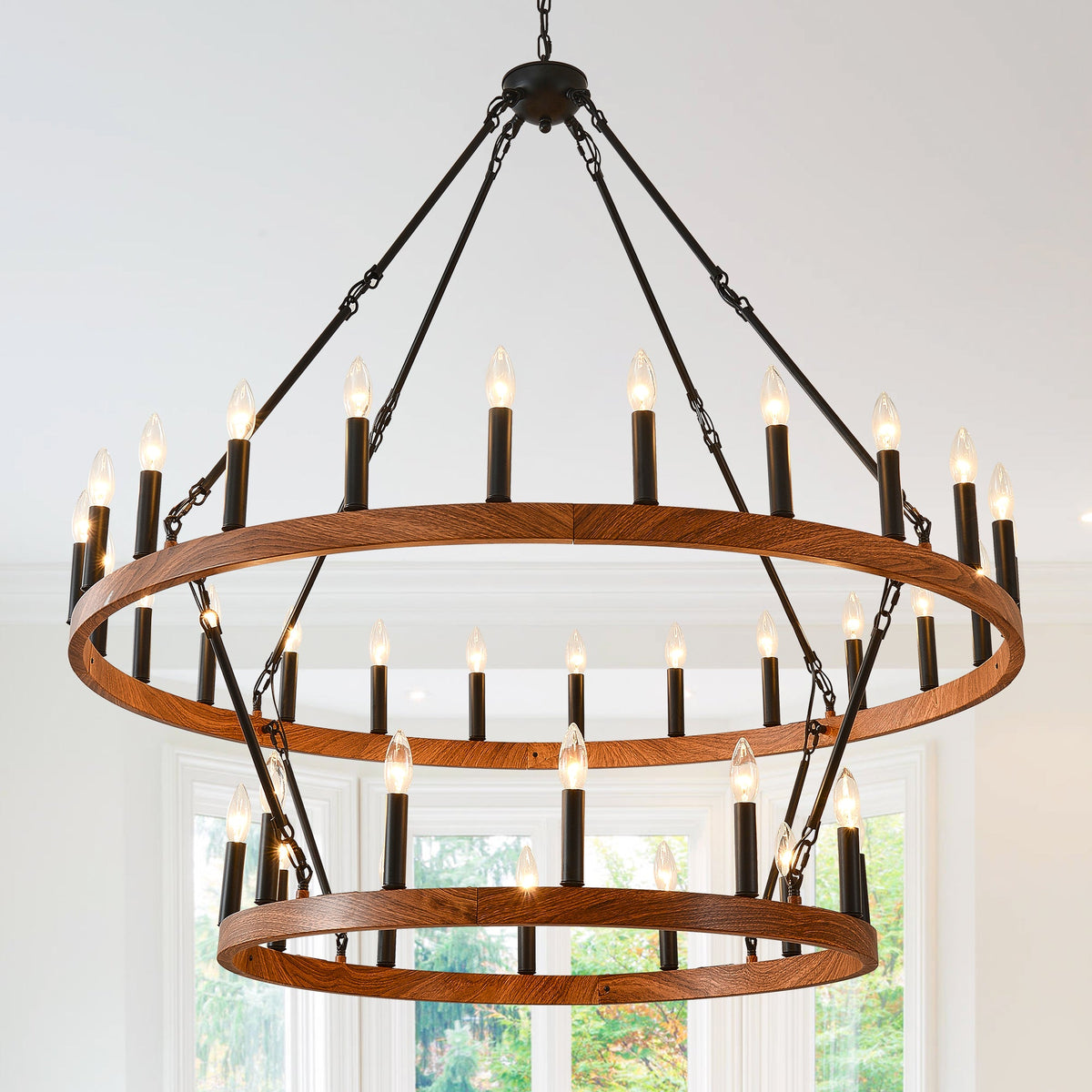 47.24 Inch Large Wagon Wheel Chandelier