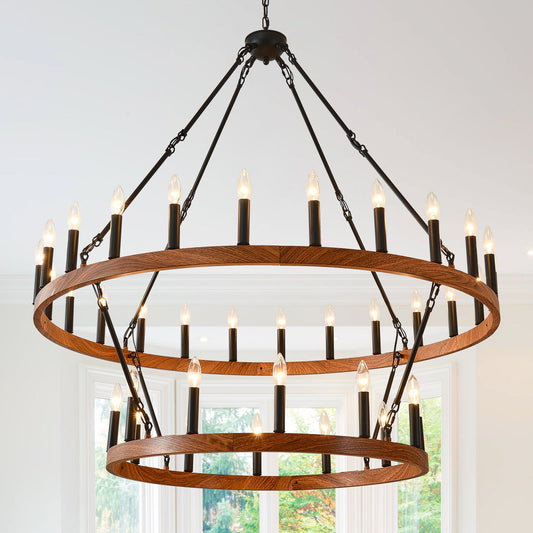 47.24 Inch Large Wagon Wheel Chandelier
