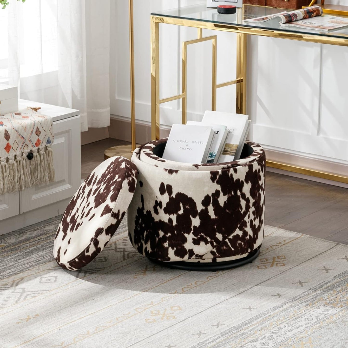 Velvet Upholstered Vanity Chair Storage Swivel
