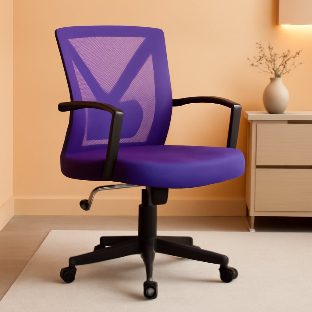 Ergonomic Purple Mesh Office Desk Chair With Lumbar Support