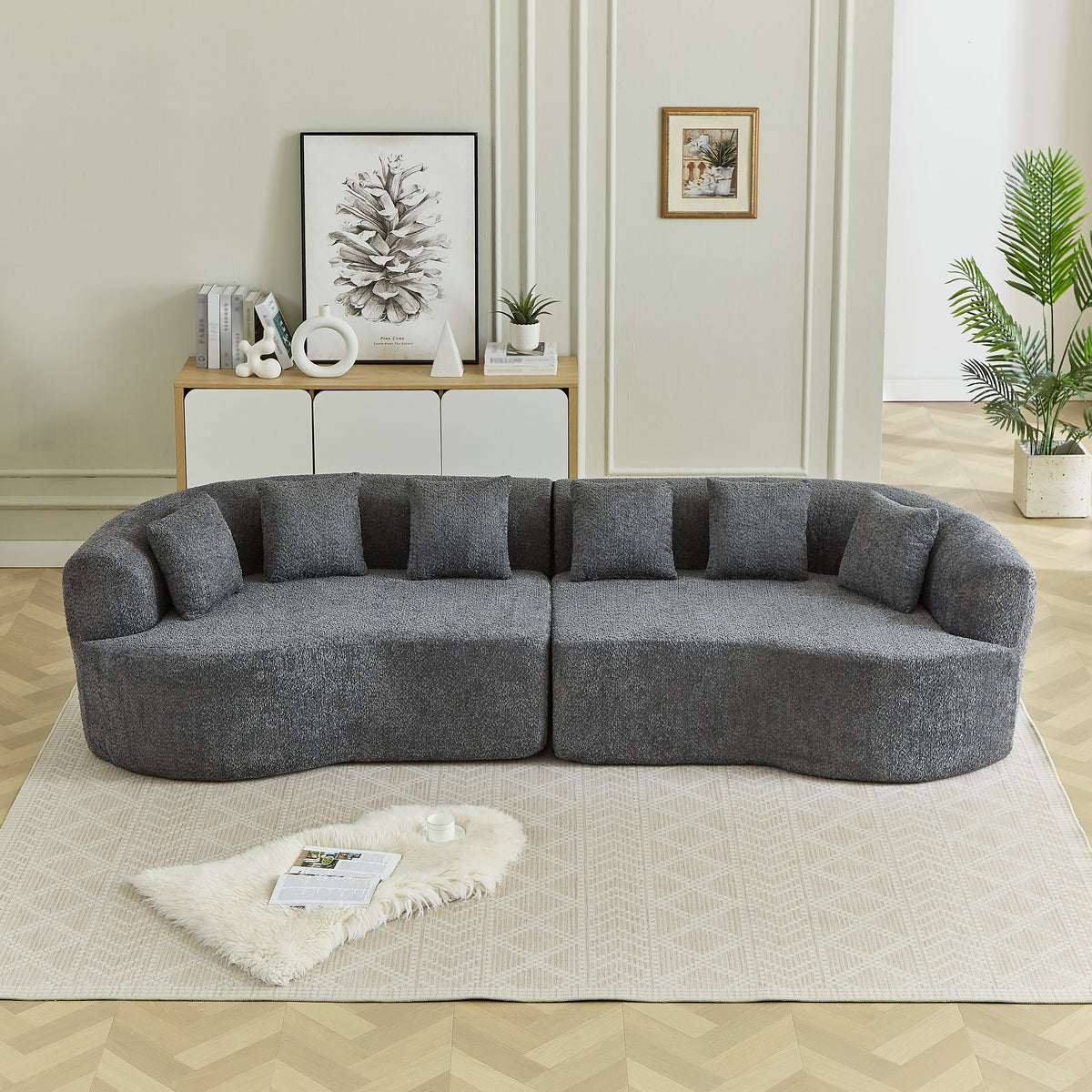 Curved Sectional Sofa - 111.5-Inch Oversized Modern Design