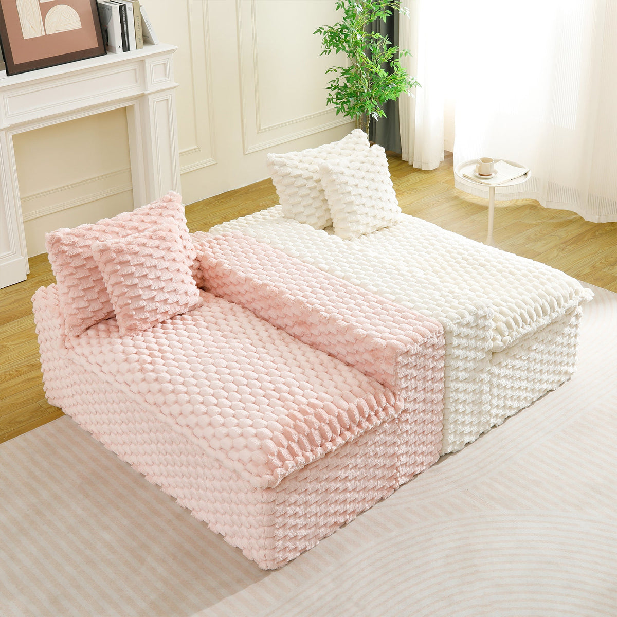 Luxury Color-Block Turtle Velvet Multifunctional Sofa