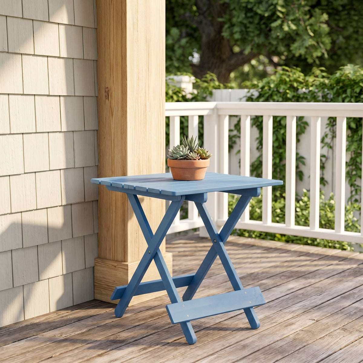 Folding Square Table Patio Outdoor Solid Wood Table
