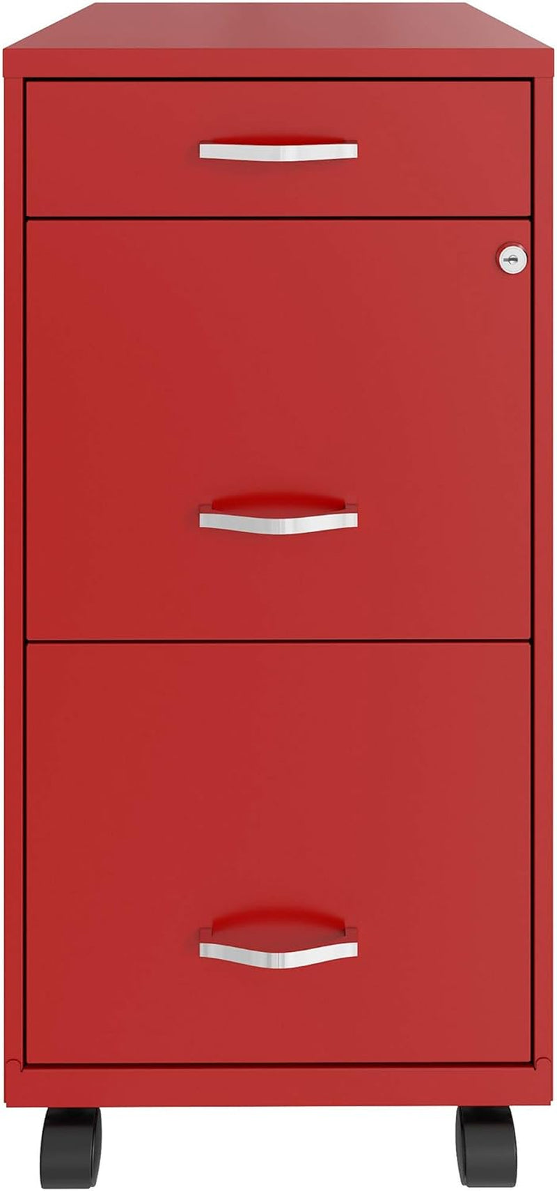 Red Mobile Box File Cabinet 3 Drawer Locking Office Storage
