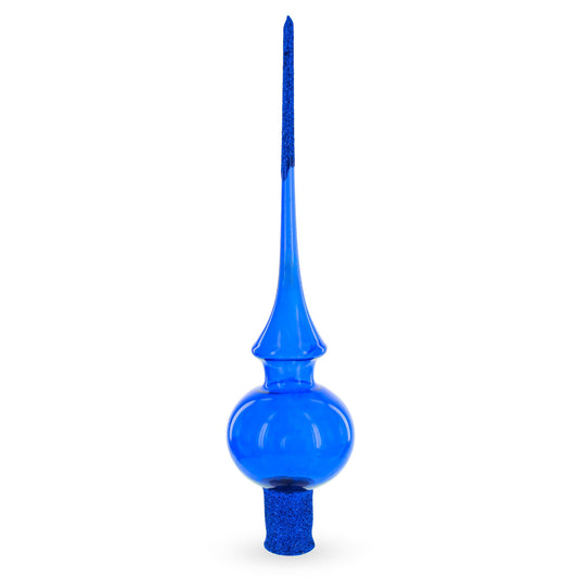 Translucent Blue Glass Christmas Tree Topper 11 Inches