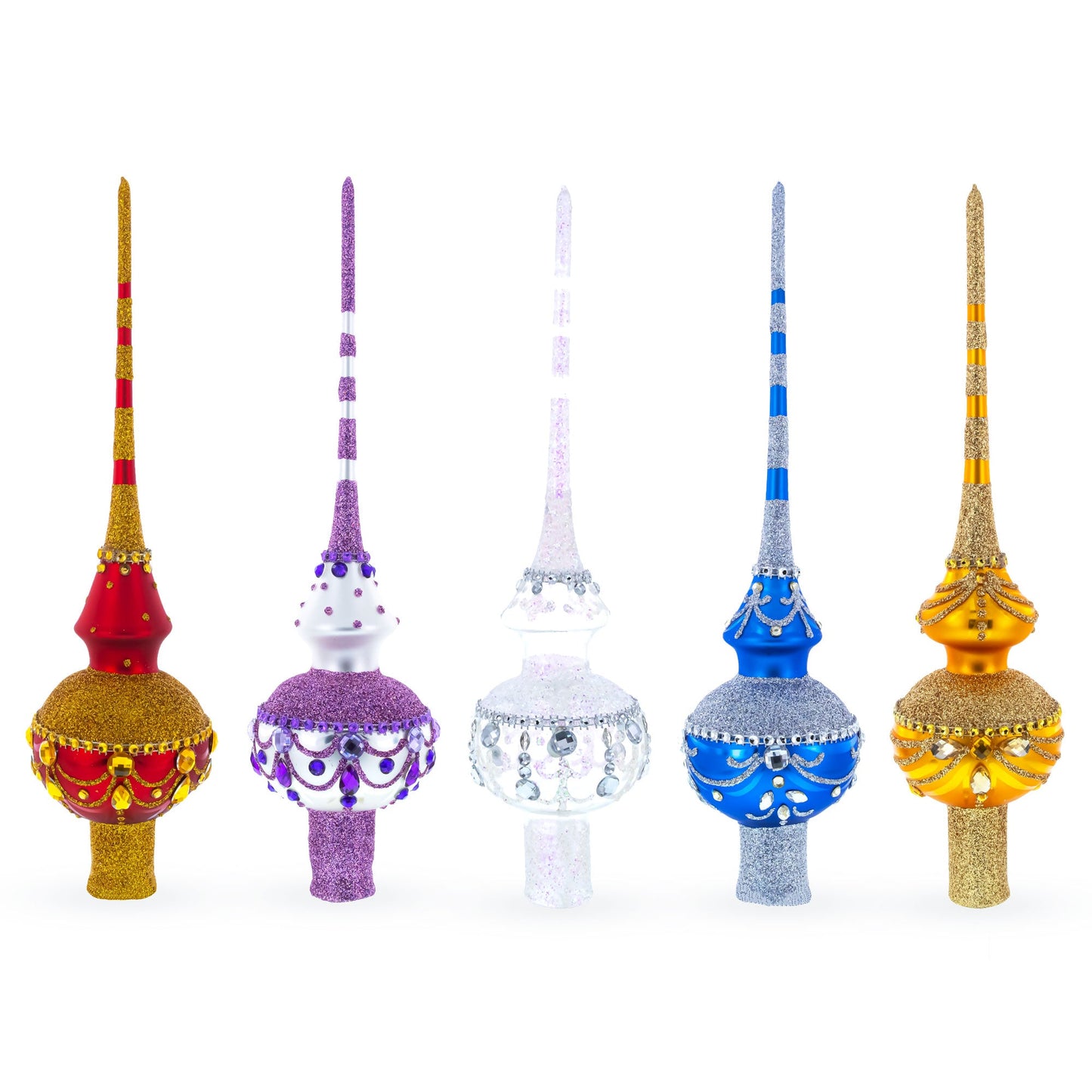 Translucent Blue Glass Christmas Tree Topper 11 Inches