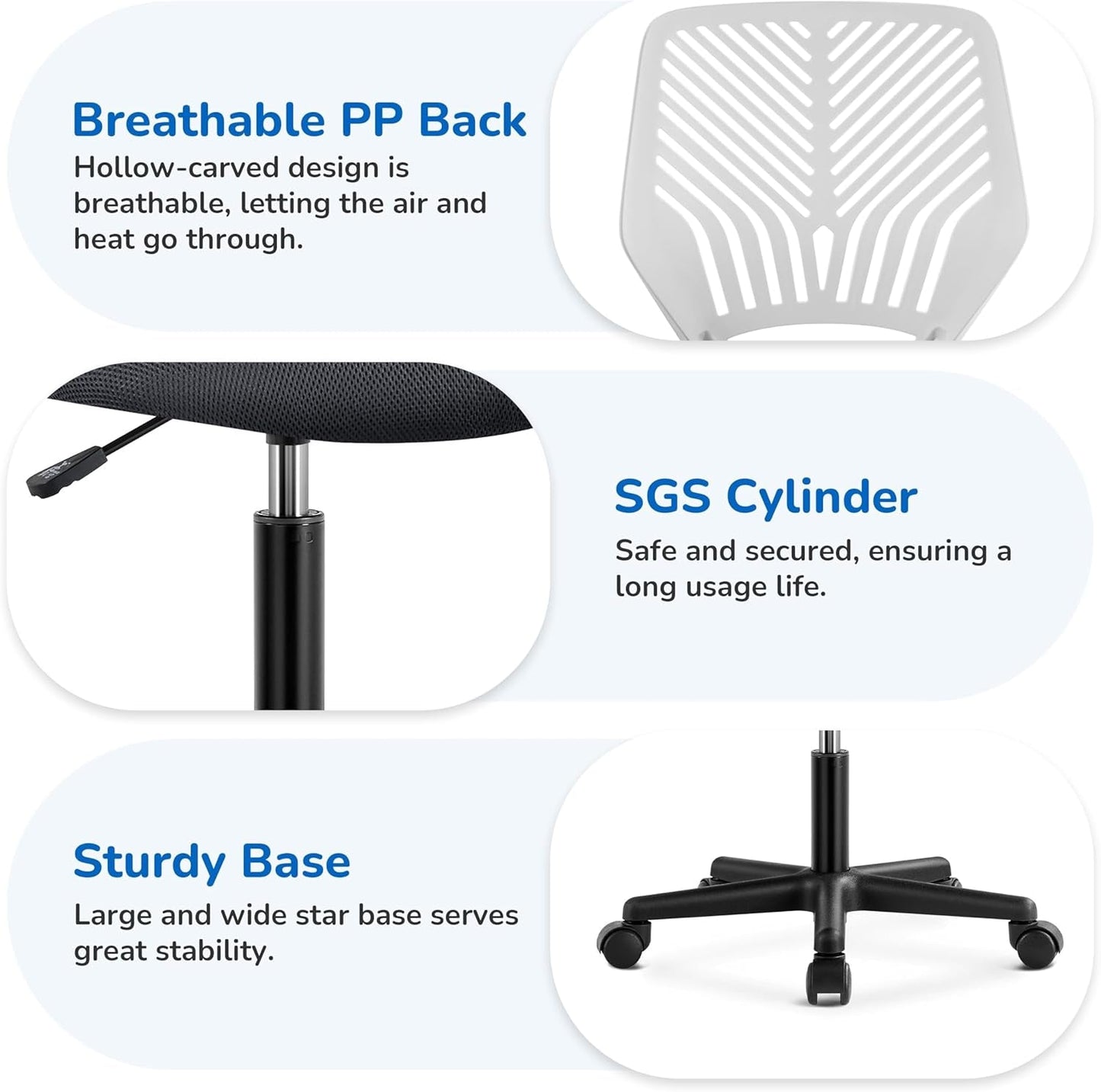 Dark Gray Ergonomic Adjustable Desk Chair Lumbar Support