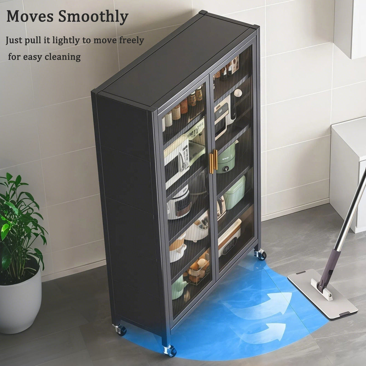 Open-Door Kitchen Shelving Multilevel Storage Cabinet