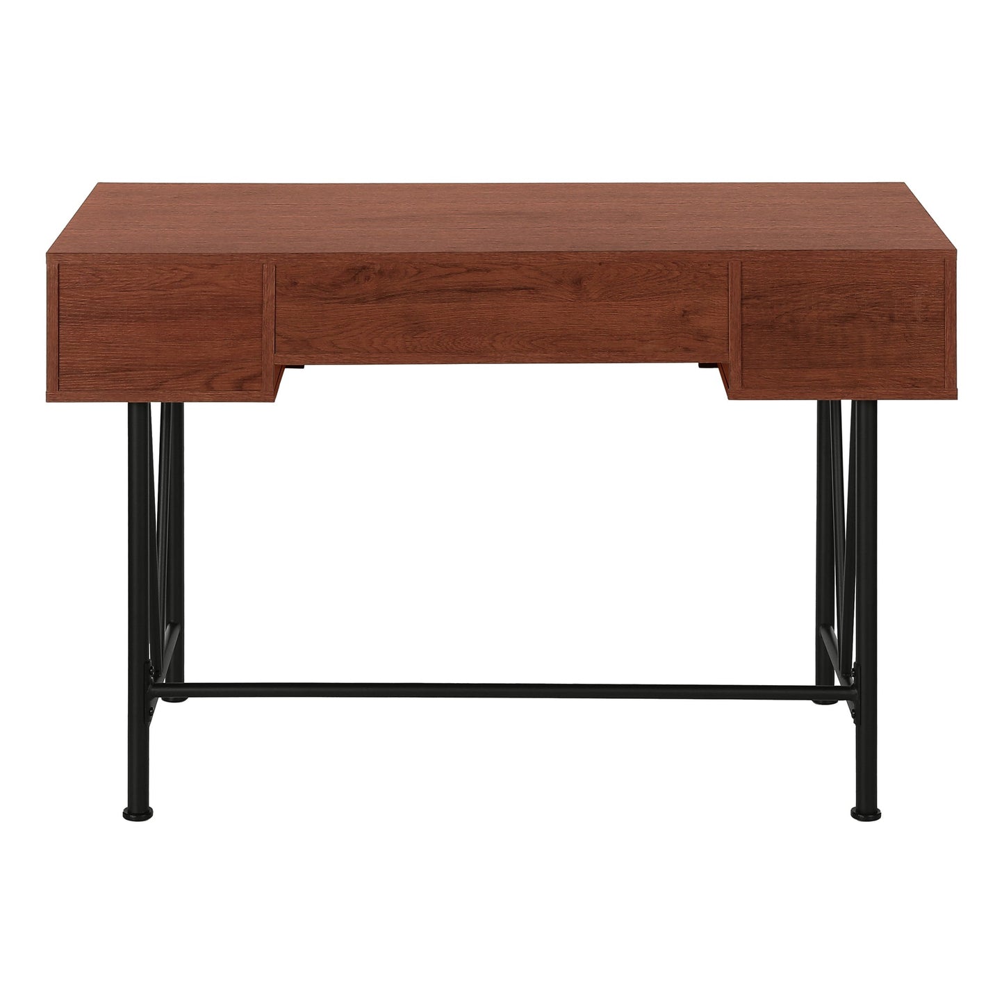Computer Desk, Home Office, Laptop, Storage Drawers, 48'l, Work, Brown Laminate, Black Metal, Transitional