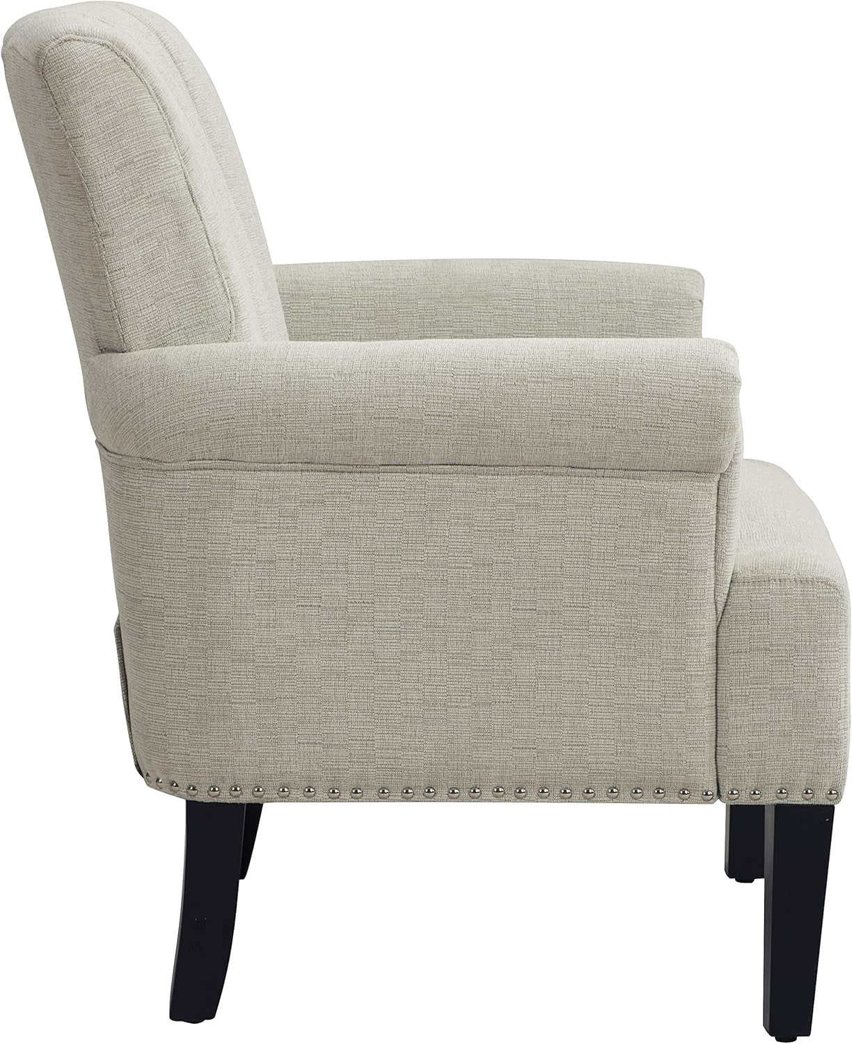 Cream Polyester Tufted Mid Century Upholstered Chair