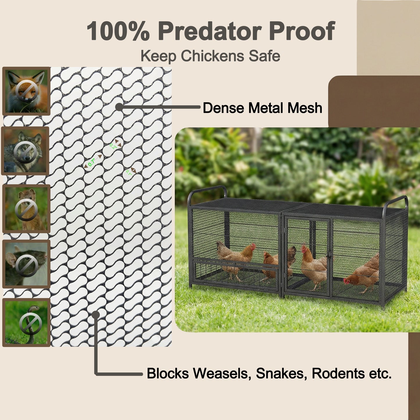 63" Chicken Cage Metal Poultry Breeding Coop
