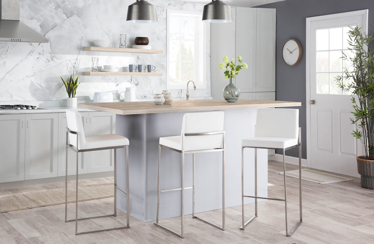 30" Contemporary High Back Barstool Set of Three