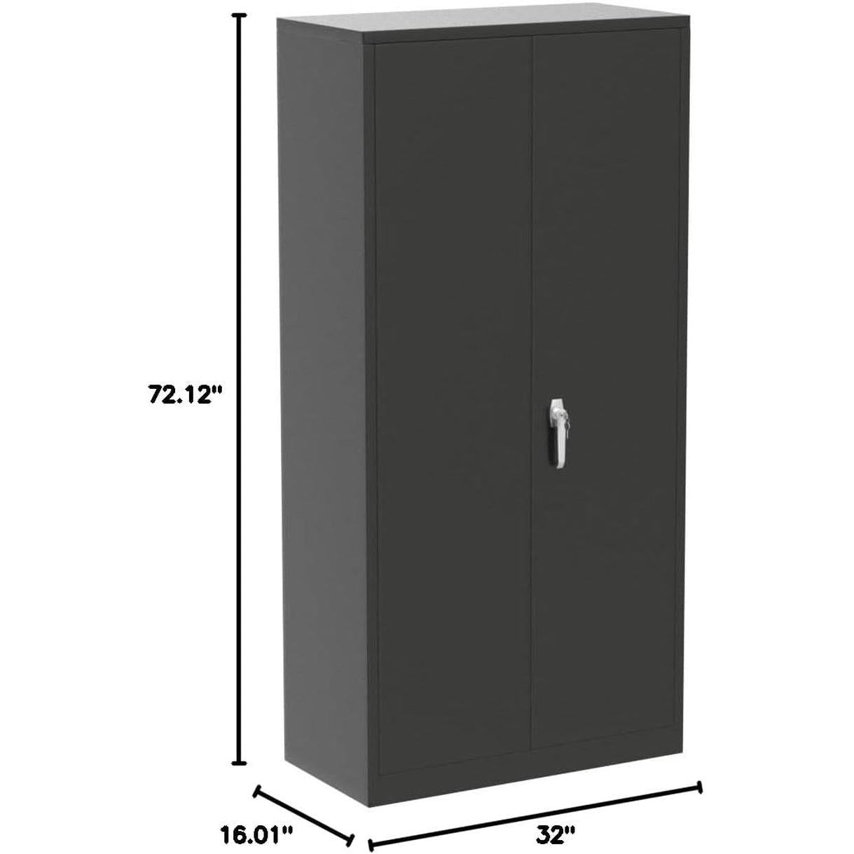 Black Locking Storage Cabinet With Shelves Heavy Duty