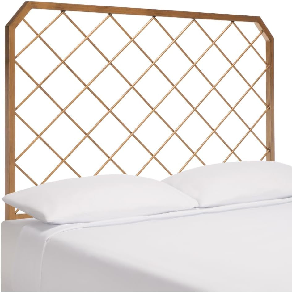 Queen Antique Gold Stitch Headboard for Stylish Bedrooms