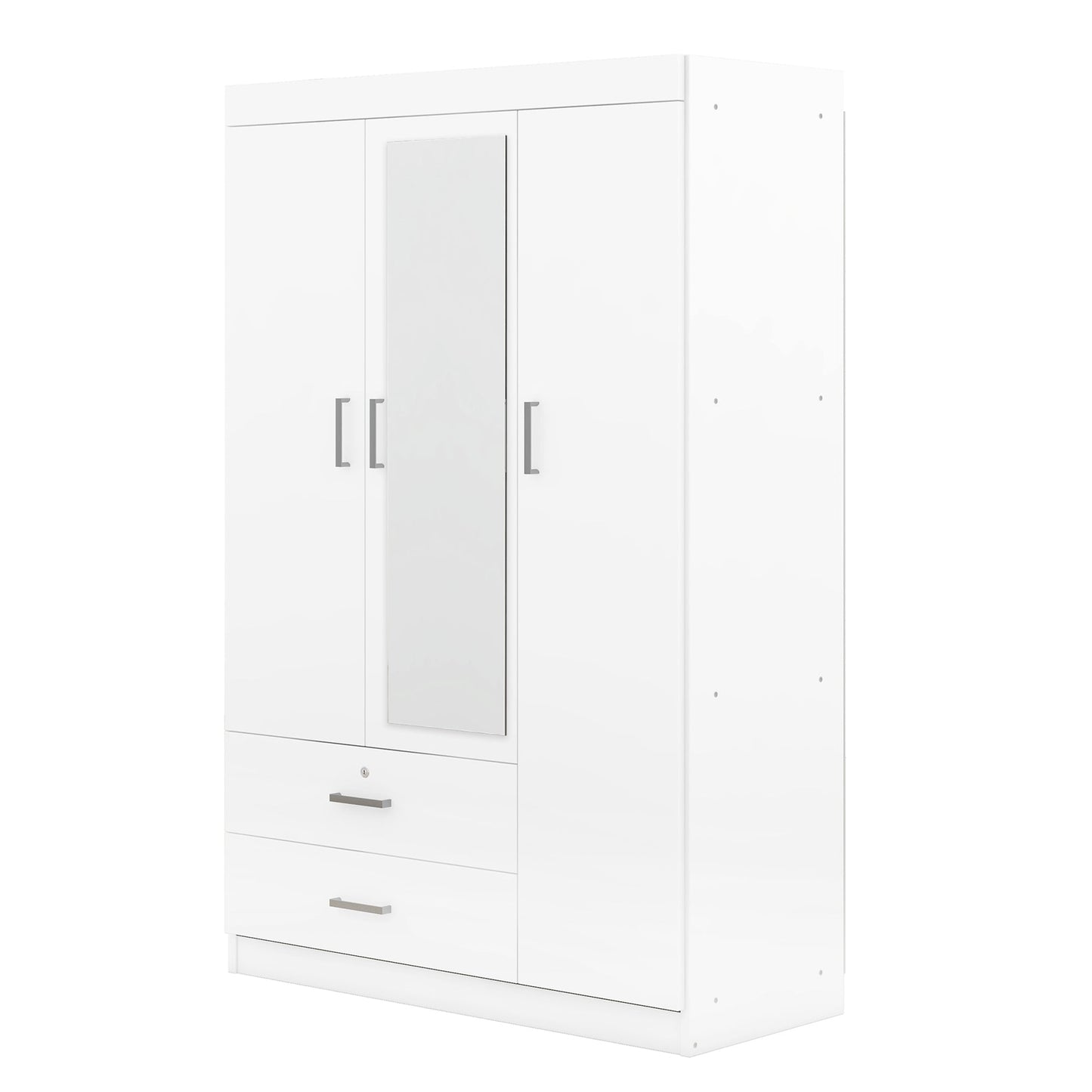 3-Door Mirror Wardrobe with Shelves