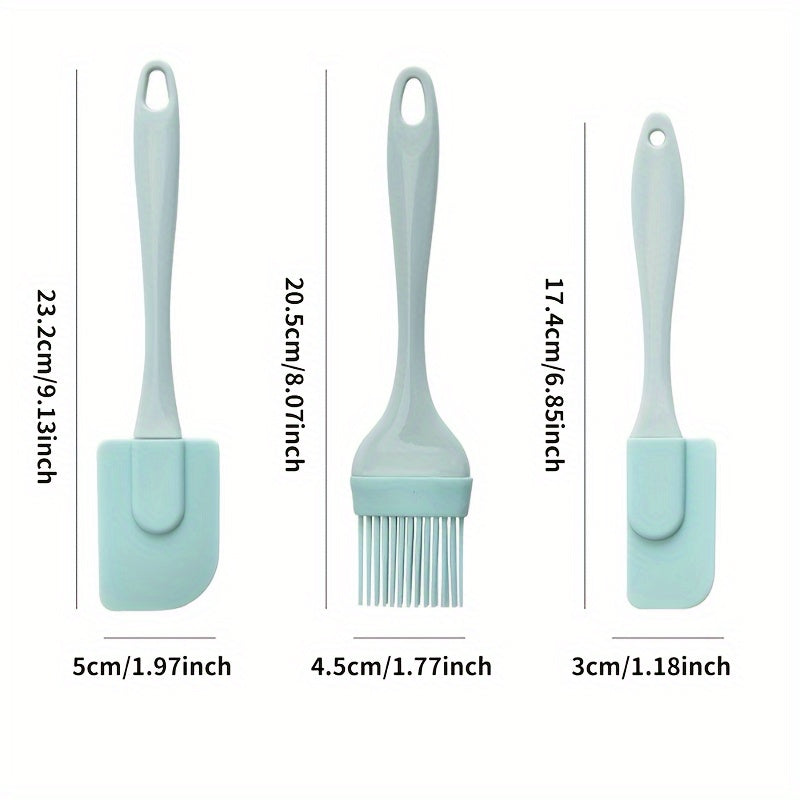 3Piece Silicone Spatula Oil Brush Kitchen Set
