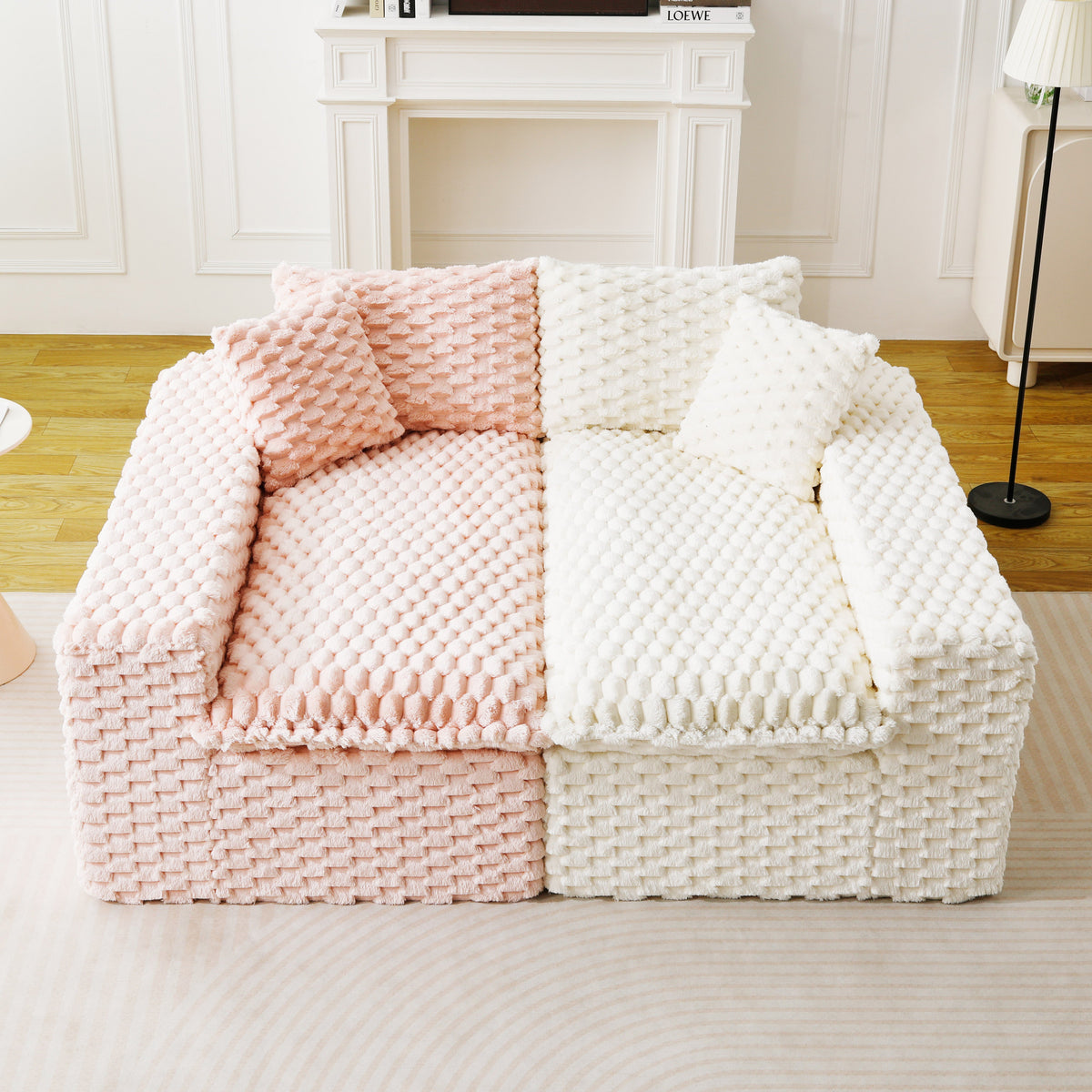 Luxury Color-Block Turtle Velvet Multifunctional Sofa