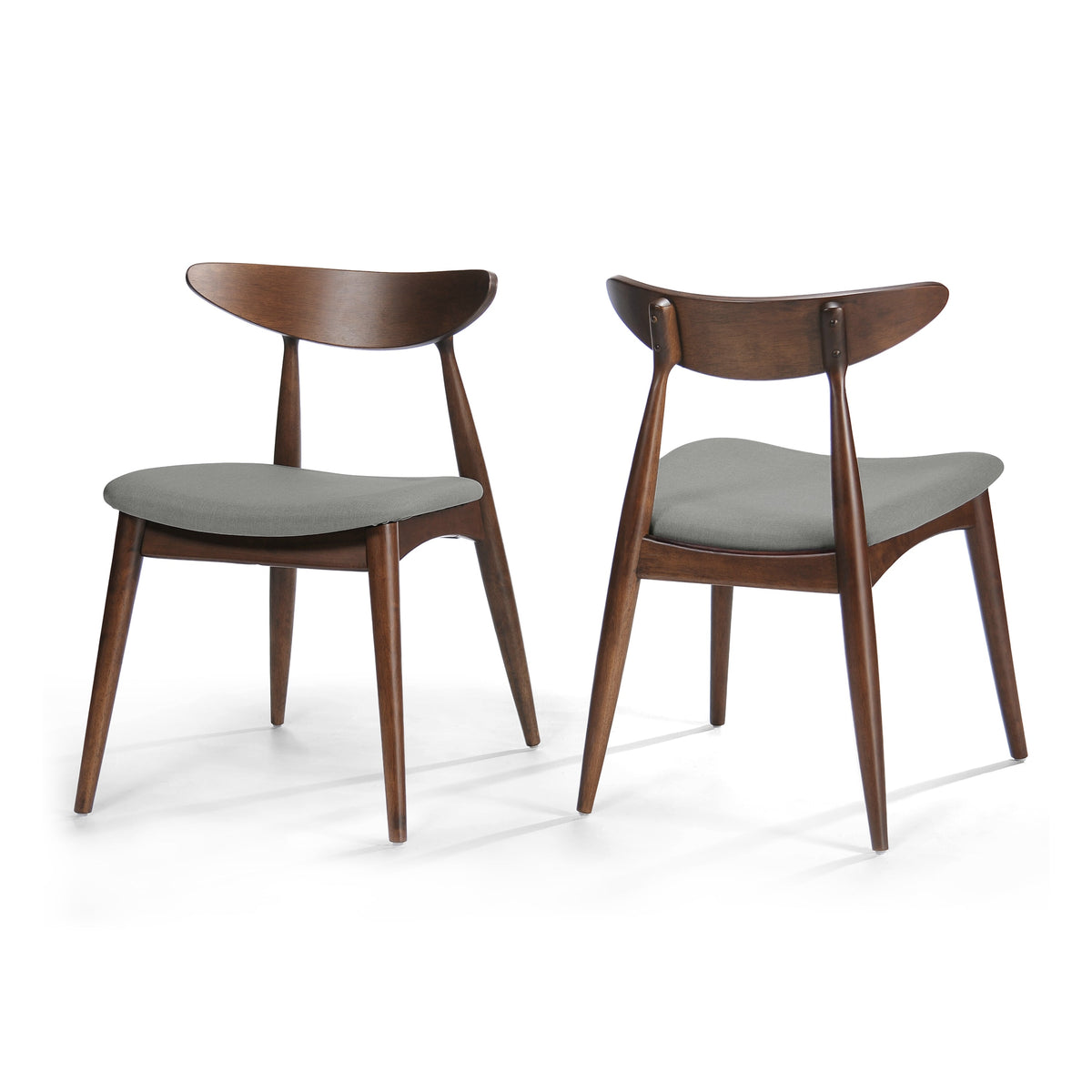 Set of 2 Retro Rubberwood Chairs with Ergonomic Back & Plush Cushions