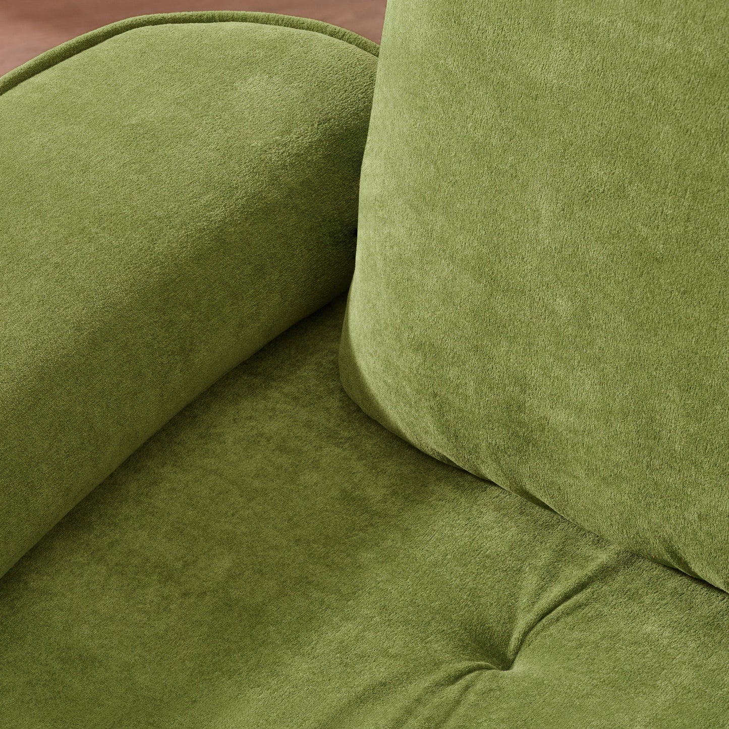 Cloud Velvet Deep Seated Sofa with Pillows, Green, Foam, 103 Inch