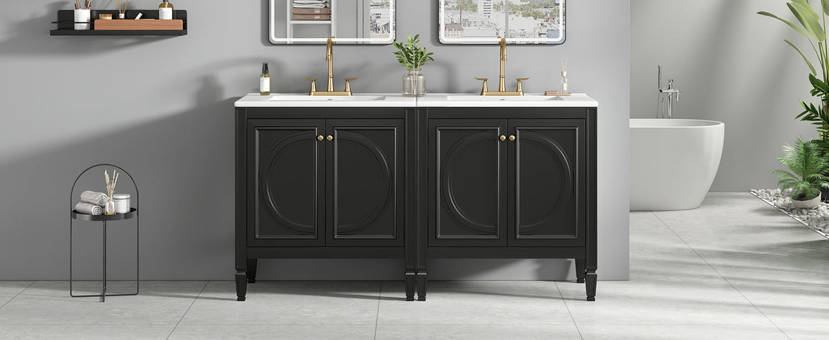 60" Bathroom Vanity with Double Sink Combo Set