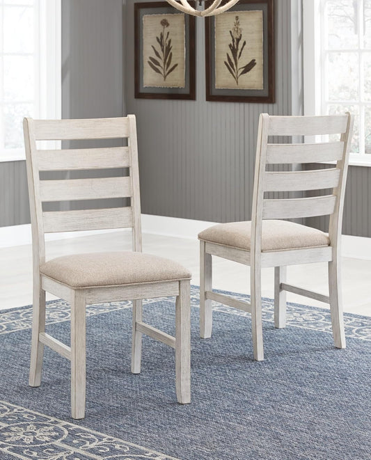 Dining Room Chair Set Of 2 Whitewash Finish Upholstered