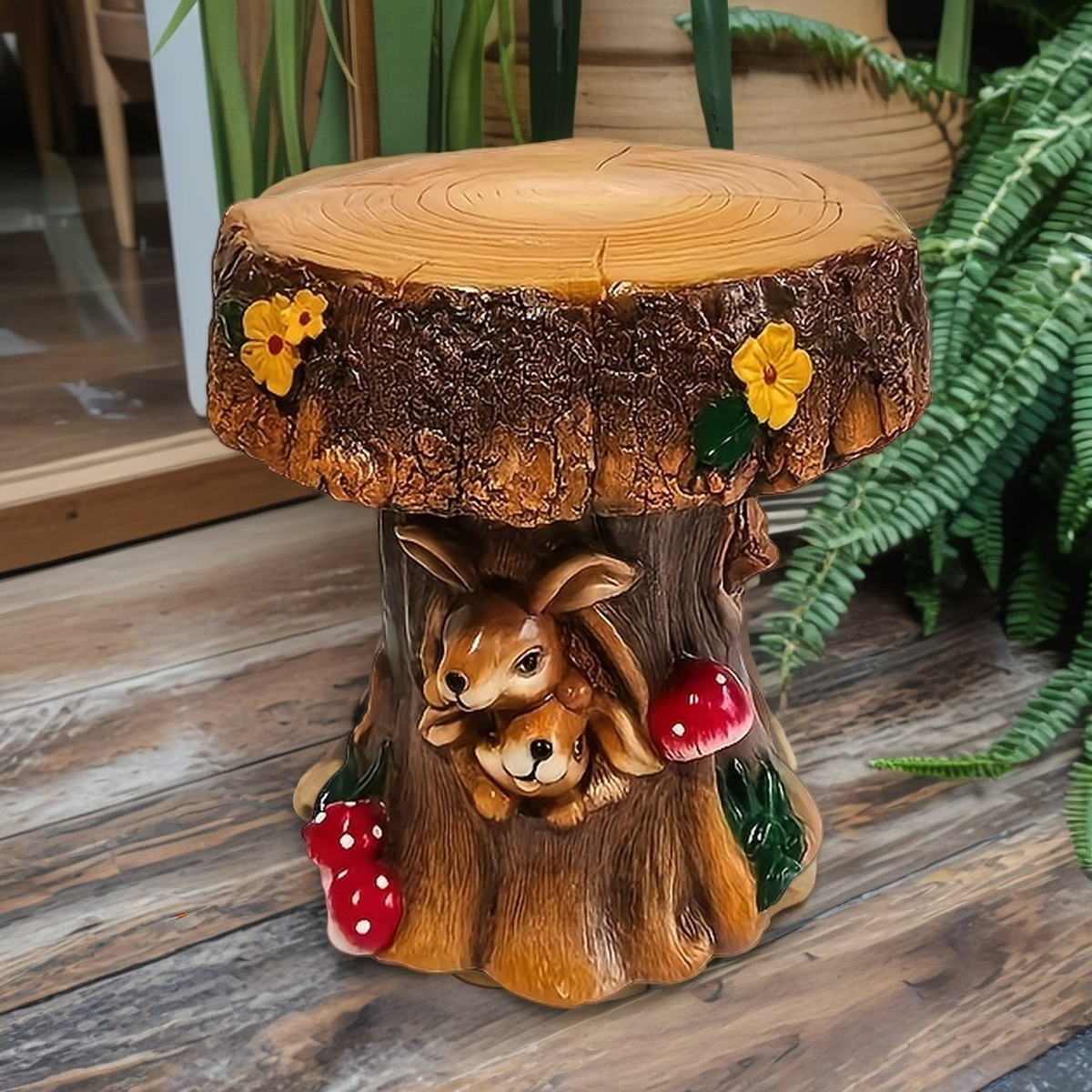 12.6" Resin Rabbit Garden Chair