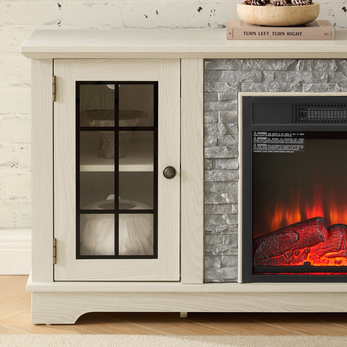 58" Modern TV Stand with Electric Fireplace