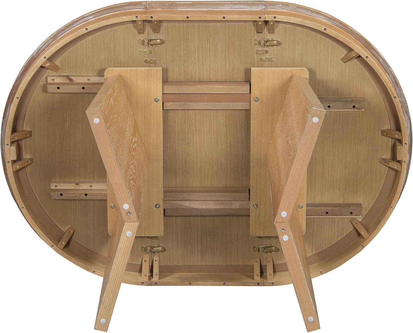 Retro Solid Wood Dining Set Natural Finish Extendable