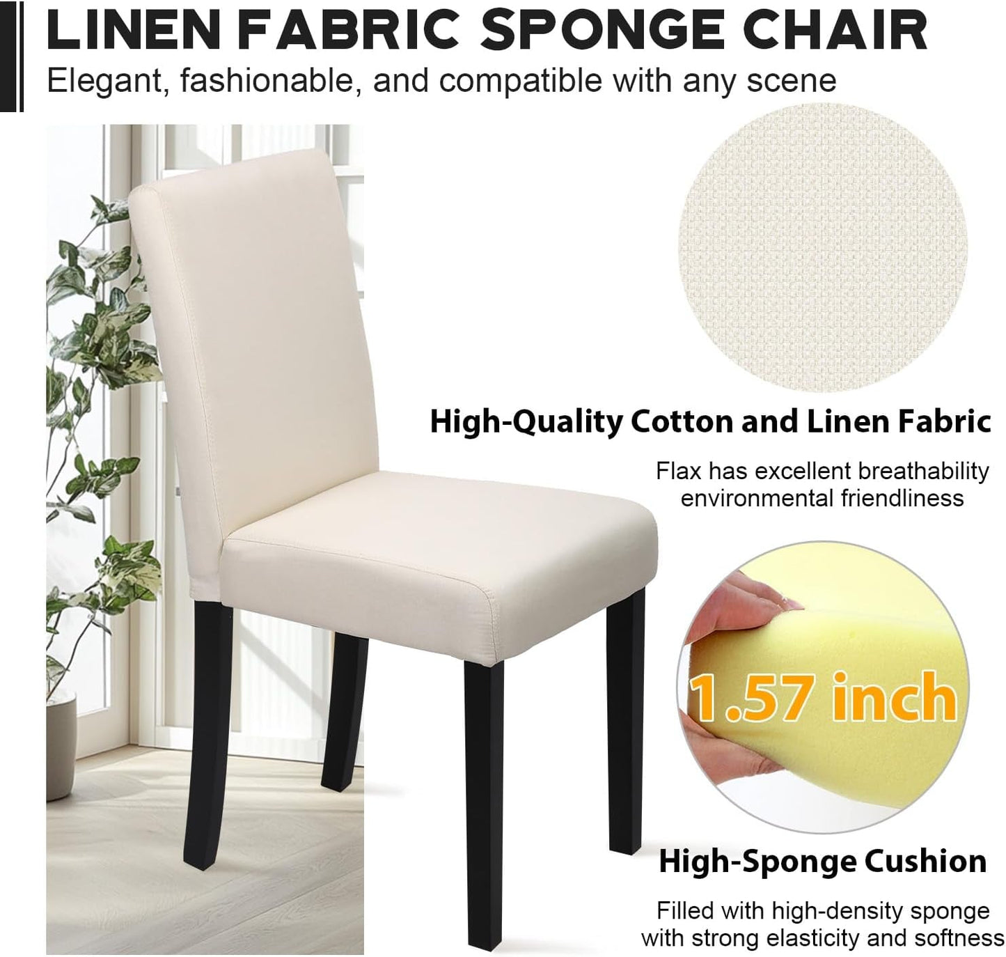 Beige Upholstered Dining Chairs Set Of 4 Modern Fabric