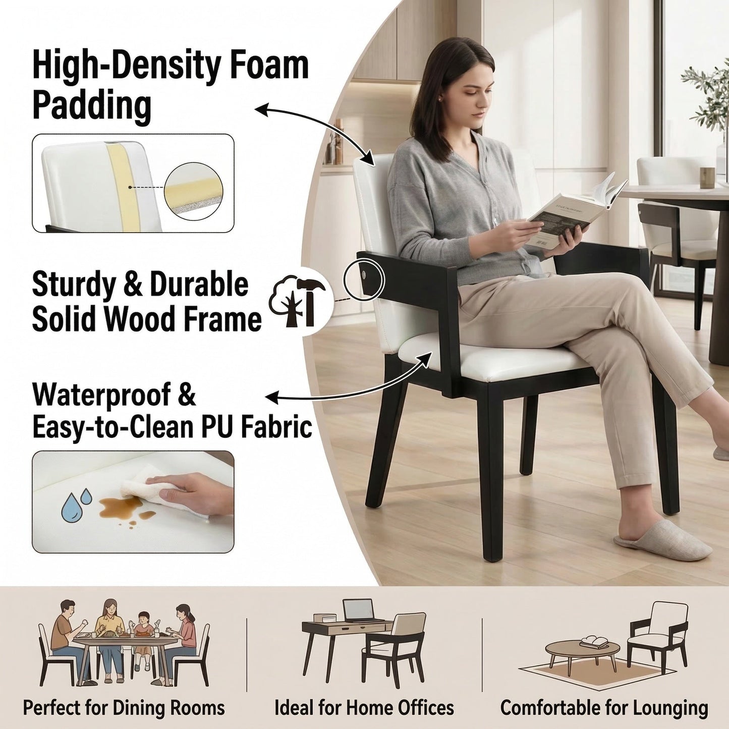 2-Piece Modern Dining Chairs