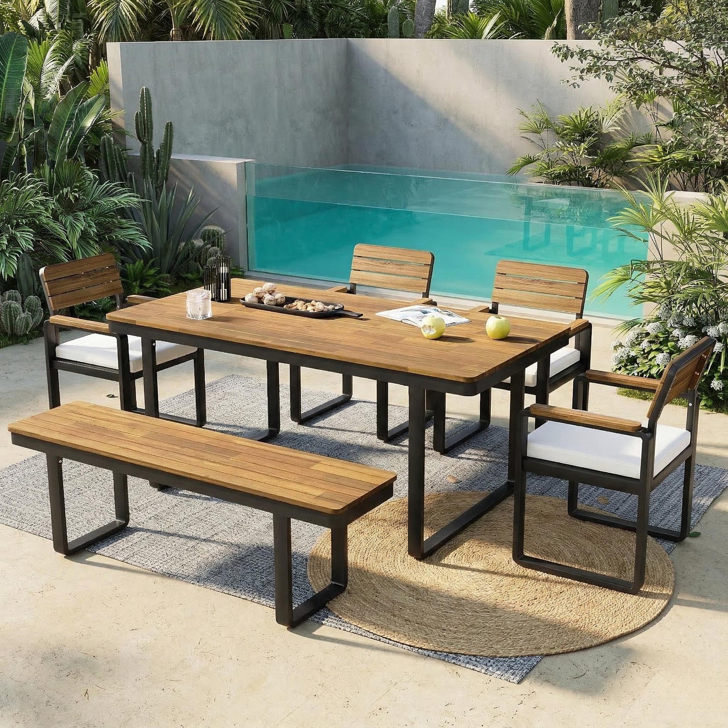 6-Piece Outdoor Dining Set - Acacia Wood