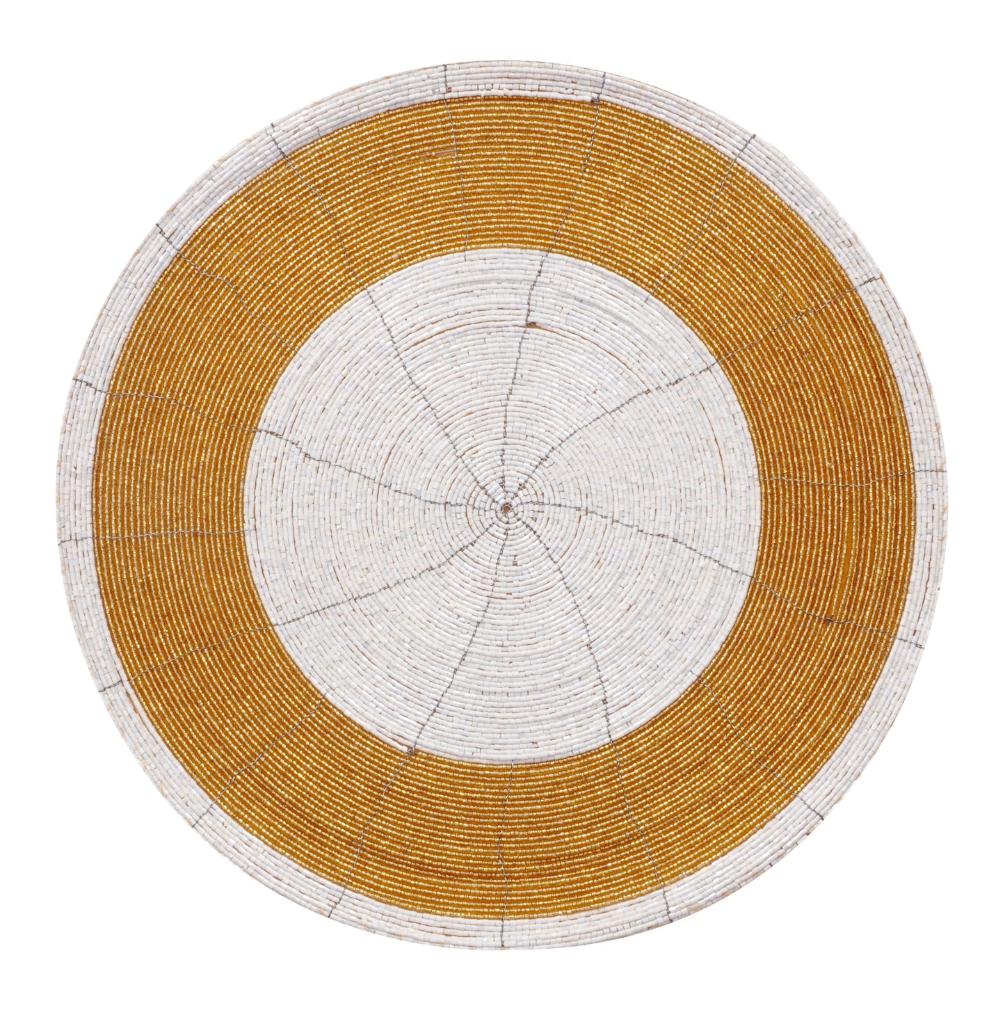 Beaded Placemats – Round Handmade Table Protector Mats with Glass Bead Embroidery, 14 Inch