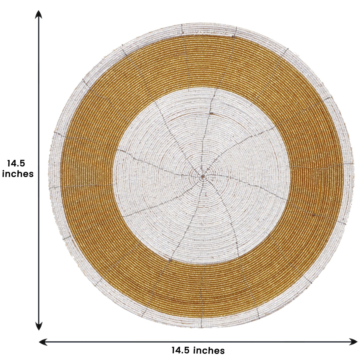 Beaded Placemats – Round Handmade Table Protector Mats with Glass Bead Embroidery, 14 Inch