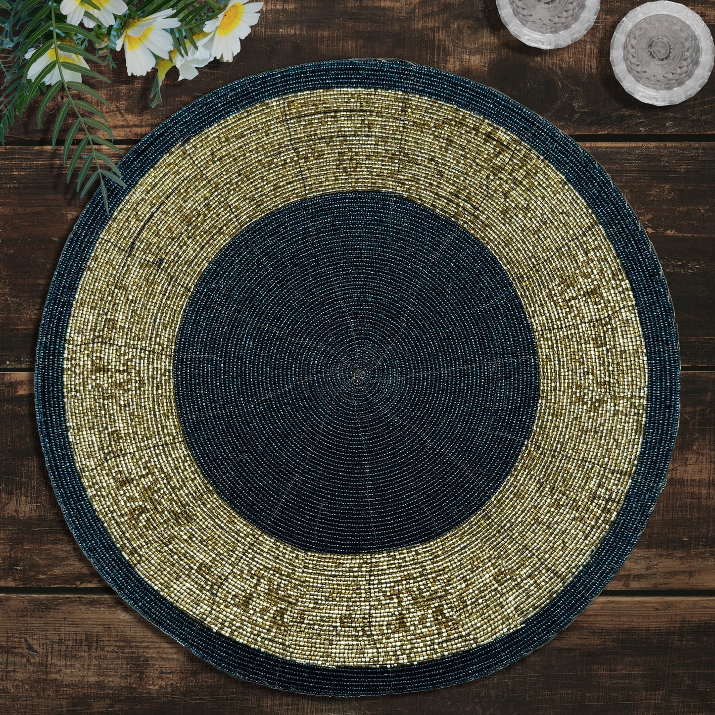 Round Beaded Placemats – Elegant Heat Resistant Table Mats Set for Dining