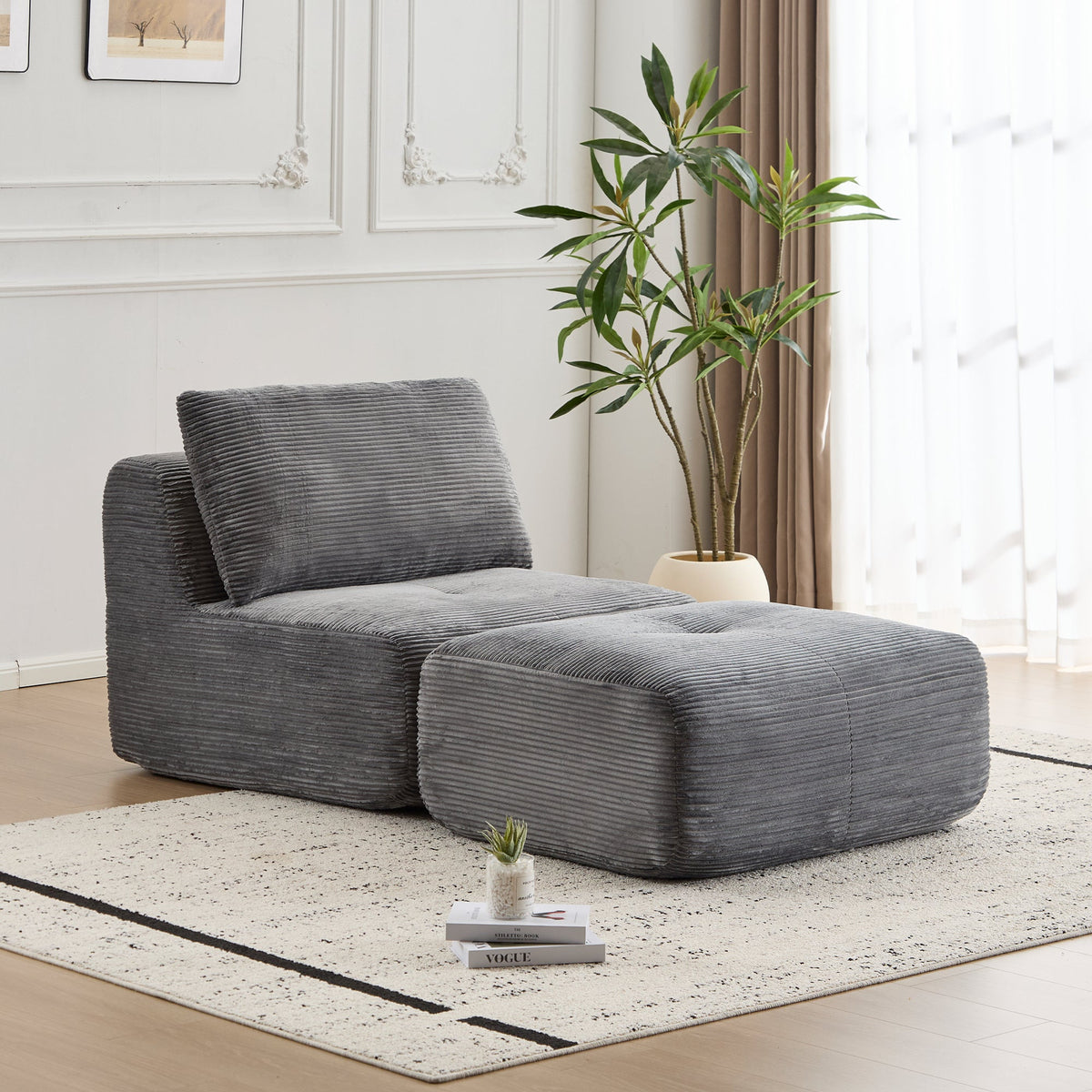 Modern Memory Foam Compressed Sofa with Chaise Longue