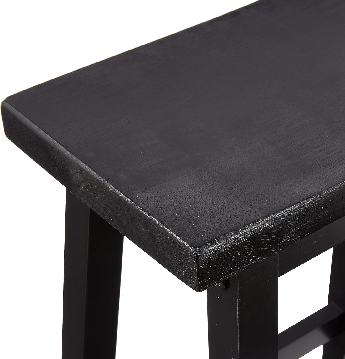 Solid Wood Saddle Bar Stool Counter Height Set 2 Black 24In