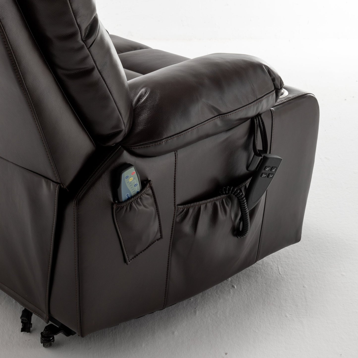 Lift Chair for Big and Tall Person with Inconvenient Legs: High Density Foam Lift Sofa with Heat and Massage, 2 Pockets, 2 Cup Holder, 2 Remote, OKIN Motor