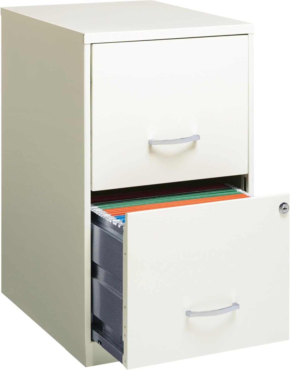 2-Drawer File Cabinet White 14.2 X 18 X 24.5 Inches Locking Drawers Steel Enamel