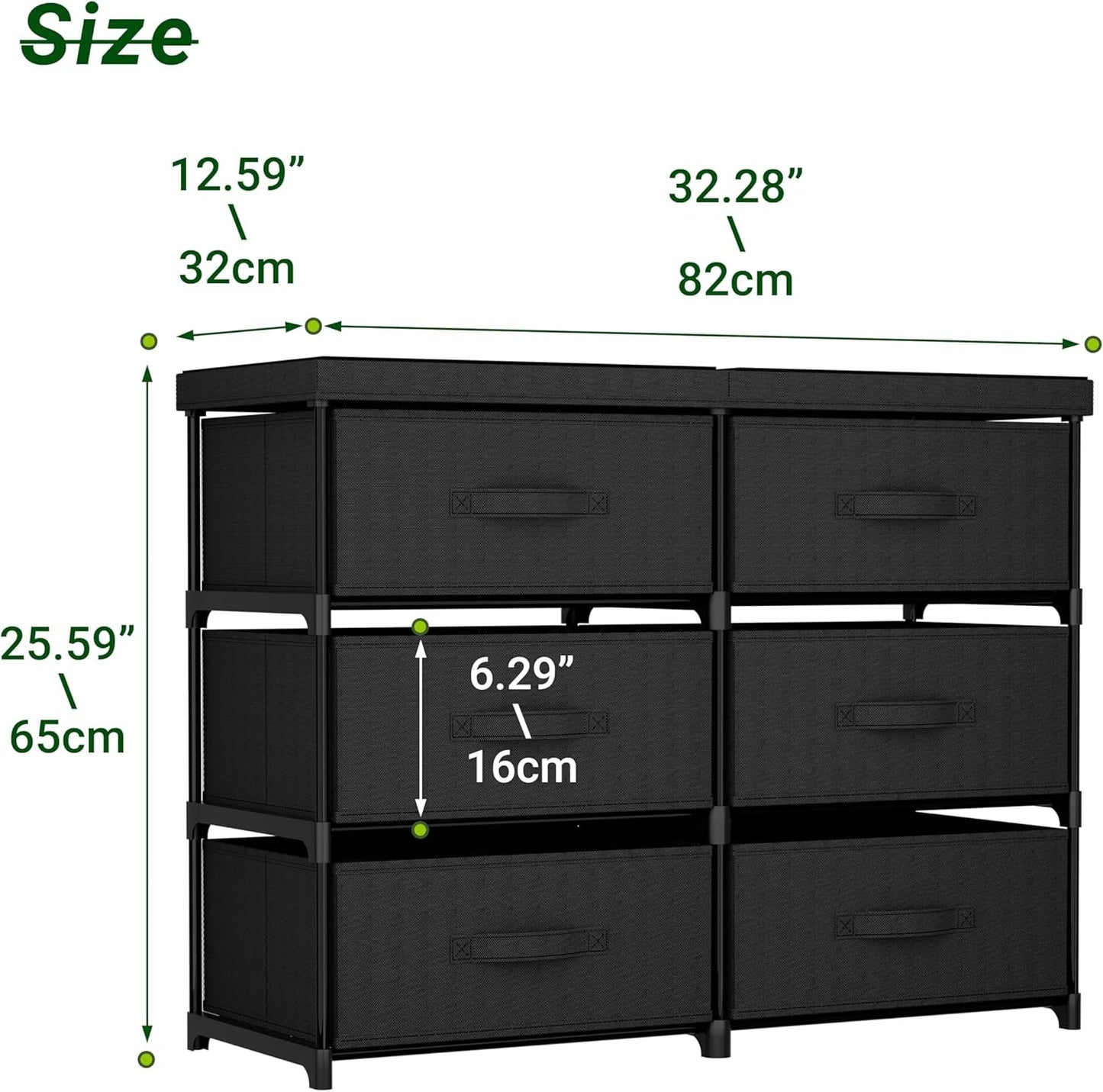 Fabric Dresser With Six Drawers Metal Frame And Wooden Top