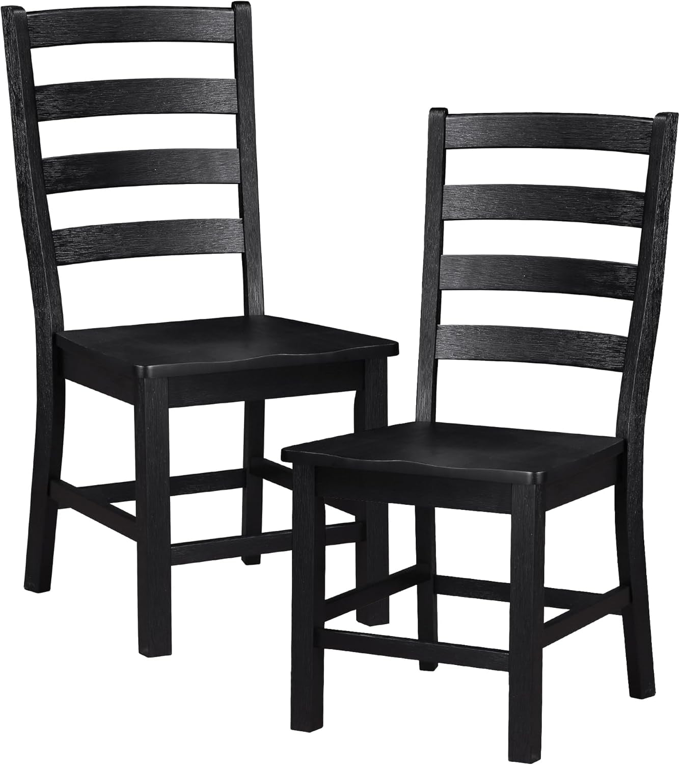 Black Dining Chairs Set Of 2 With Solid Wood Legs And Footrest